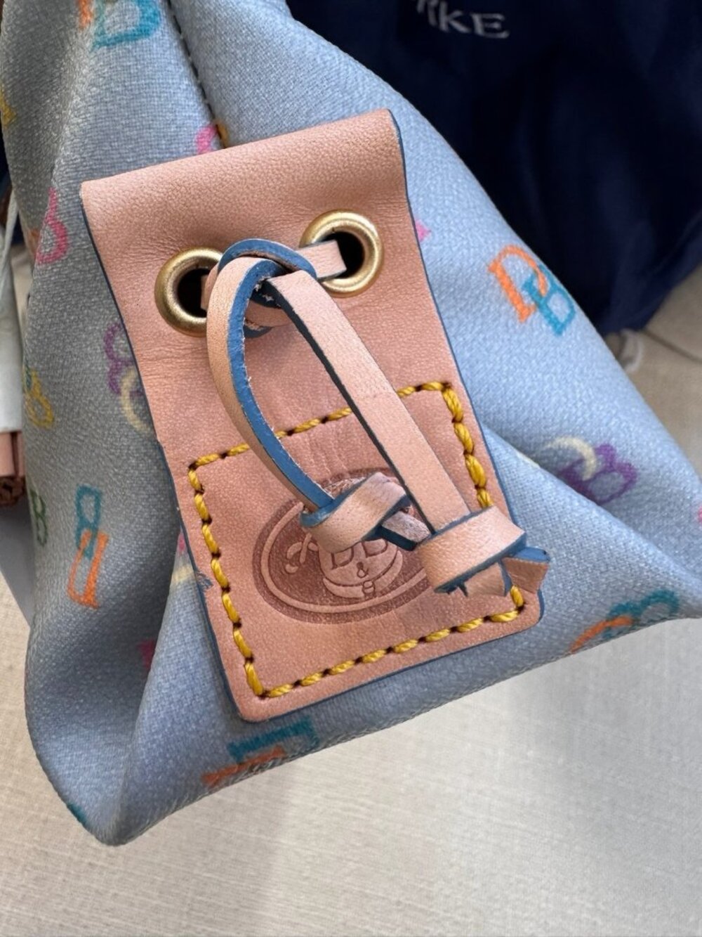 VTG NWT Dooney & Bourke Y2K Blue Rainbow Monogram Satchel Vachetta Leather Trim - Picture 11 of 16